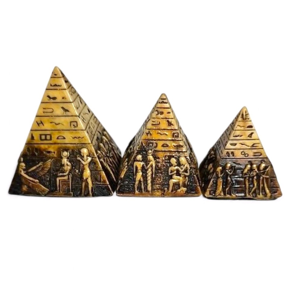 3D Vintage Egyptian Pyramid Set Pharaohs Hieroglyphics Resin Collectibles Gift
